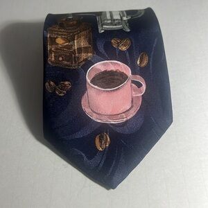 👔A. Rogers blue tie coffee lovers design